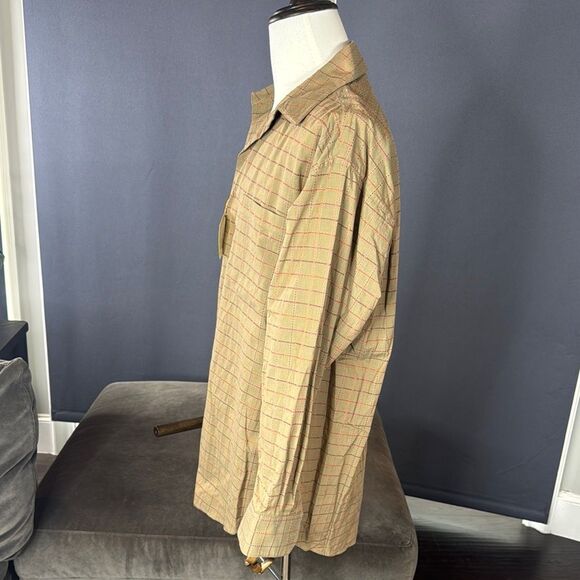 Men's Stubbs Collection Olive Check Long Sleeve Western Shirt Size L No Buttons - Picture 5 of 13